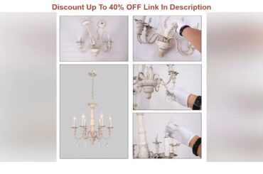 Flash Sale OSAIRUOS French Country Candle-Style Chandelier, Handmade White Distressed Wood Lighting