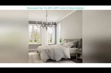 Best Promo LALUZ Farmhouse Chandelier, French Country Chandelier for Dining Room, White Distressed