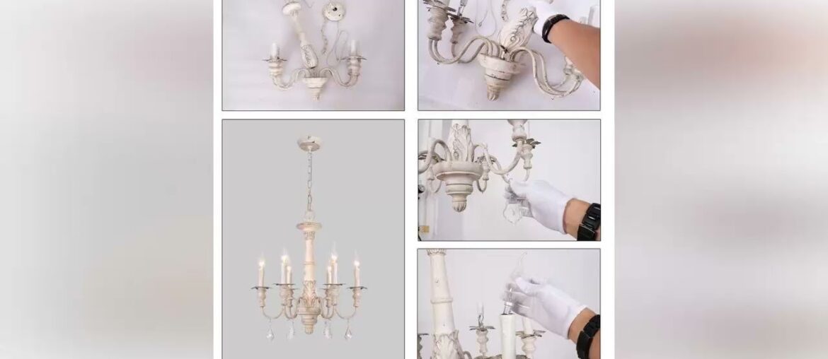 Limited OSAIRUOS French Country Candle-Style Chandelier, Handmade White Distressed Wood Lighting Ce Limited OSAIRUOS French Country Candle-Style Chandelier, Handmade White Distressed Wood Lighting Ce