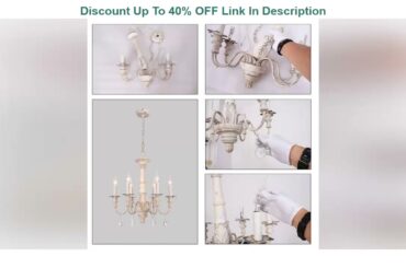 Limited OSAIRUOS French Country Candle-Style Chandelier, Handmade White Distressed Wood Lighting Ce