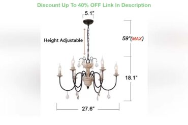 Creative Product OSAIRUOS Retro French Chandelier White Distressed Wood Rust Metal Arms Candle Styl