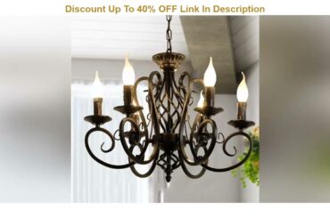 Deal Product Ganeed Rustic French Country Chandelier,6 Lights Farmhouse Candle Iron Chandeliers,Vin