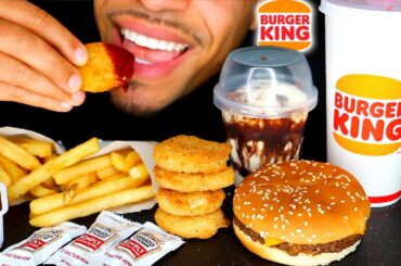 ASMR | BURGER KING CHEESEBURGER CHICKEN NUGGETS | CRISPY FRENCH FRIES | ICE CREAM HOT FUDGE SUNDAE