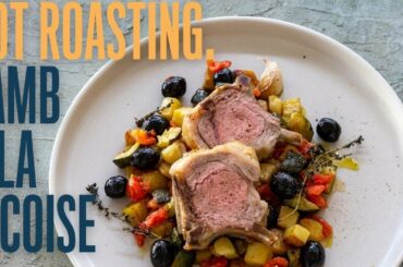 How to pot roast a rack of lamb with vegetable and black olives