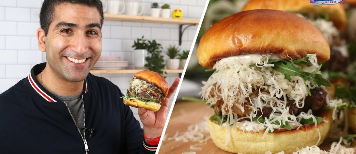 French Onion Burgers With Truffle Mayo // Presented by BuzzFeed & SpongeTowels
