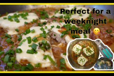 FRENCH ONION PORK CHOP RECIPE  WITH MELTED CHEESE