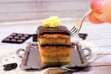 Elegant French Opera Cake Recipe | ASMR Miniature Chocolate Coffee Dessert | Mini Bakery