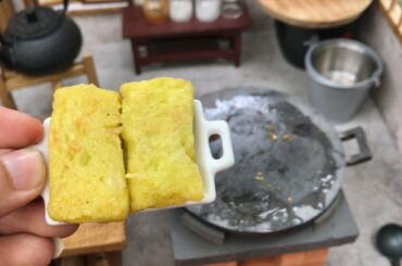 Miniature Cooking On pan Egg Toast || French Toast Recipe | ASMR Mini Food