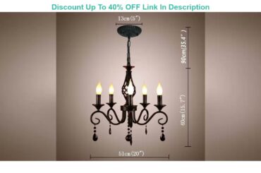 Info Ganeed French Country Chandeliers,5 Lights Black Crystal Candle Chandelier,Industrial Vintage