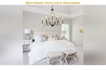 Limited LALUZ White French Country Chandeliers for Living Room, 9-Light Wood Beads Kitchen Island L