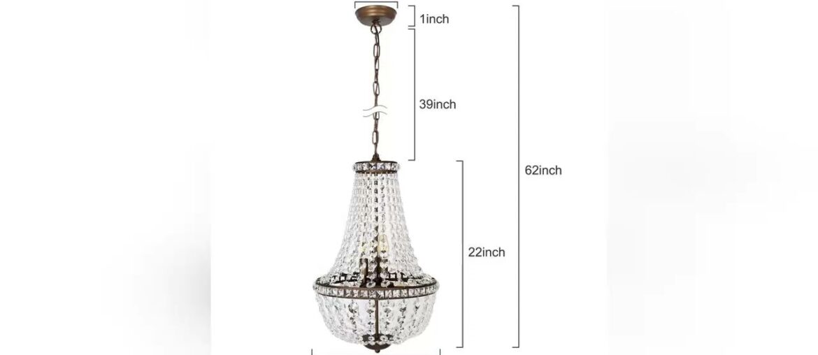 Best Review 6-Light Crystal Chandelier Pendant Light, 13.5 inch French Empire Ceiling Light Fixture