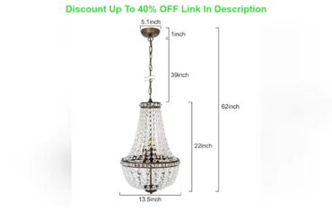 Best Review 6-Light Crystal Chandelier Pendant Light, 13.5 inch French Empire Ceiling Light Fixture