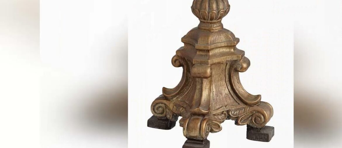 Up To 40% OFF Duval French Country Cottage Tall Table Lamp Crystal Aged Gold Candlestick Beige Bell