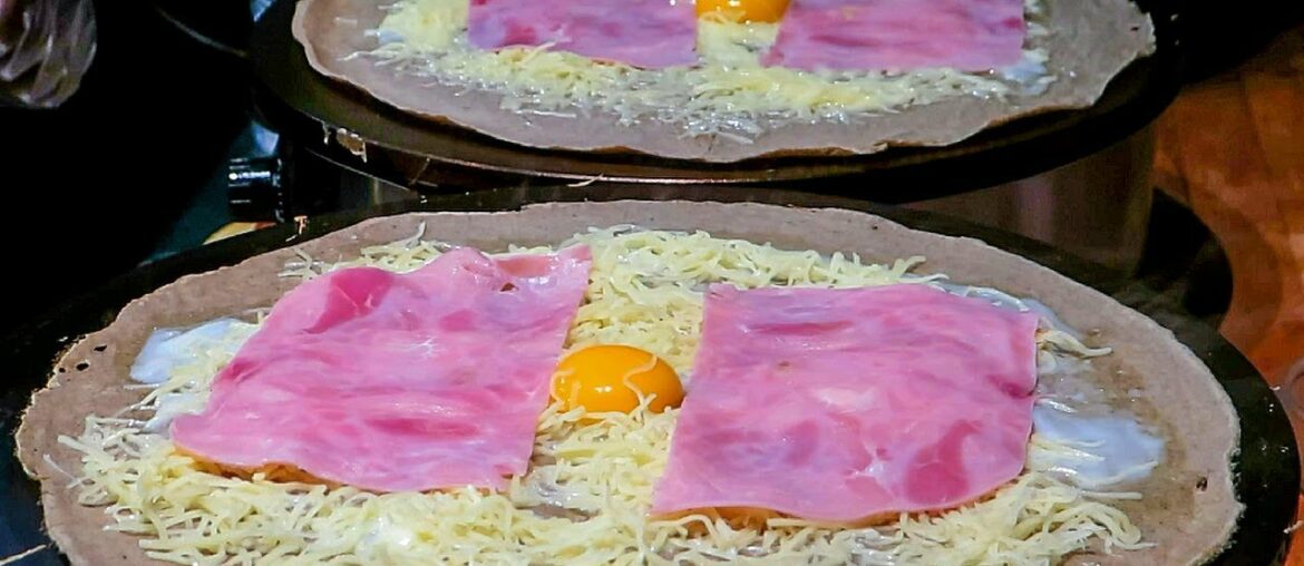 Paris Street Food. Sweet Crepe and "Oeuf Galette" tasted in Montmarte, France