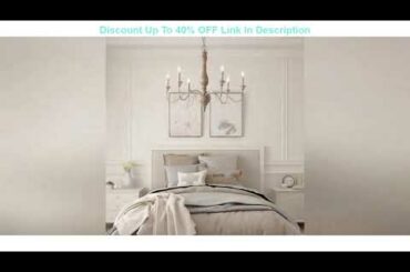 Best Deal LNC French Country Chandeliers Wood 6 Lights Rust Arms for Dining, Bedroom, Living Room a