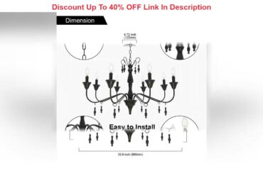 Up To 40% OFF VINLUZ Black Rustic French Country Chandelier Lighting, 8 Light Metal Vintage Kitchen