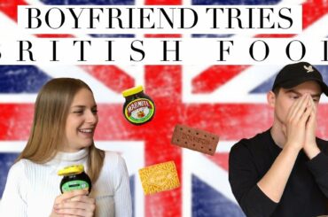 FRENCH BOYFRIEND TRIES BRITISH FOOD!! Reaction to marmite