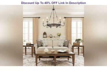 Product Deal LALUZ Dining Room Chandelier, Rustic Hanging Light Fixture, French Country Style for B