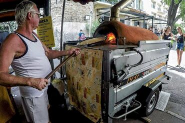 France Street Food. The "Socca"  Pancake of Chickpea Flour from Nice