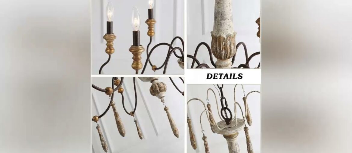 Product Deal LALUZ Farmhouse Chandelier, 6-Light French Country Lighting for Dining Room, Living Ro