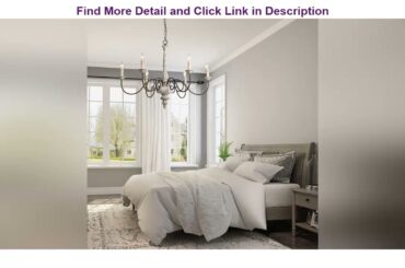 Hottest LALUZ Farmhouse Chandelier, French Country Chandelier for Dining Room, White Distressed Woo