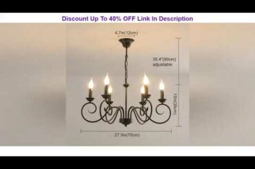 Best Deal Jaycomey Rustic Chandelier,6-Lights Black French Country Chandelier,Metal Vintage Country