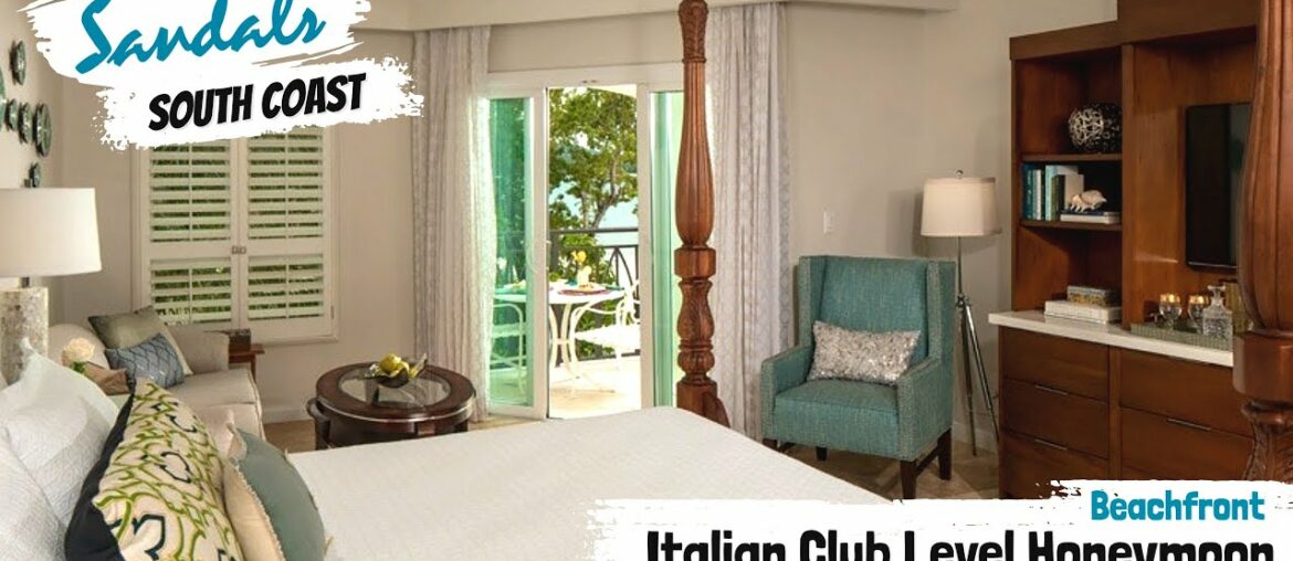 Italian Beachfront Club Level Honeymoon Suite IVS | Sandals South Coast, Jamaica | Tour & Review 4K