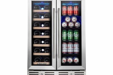 Kalamera Wine and Beverage Refrigerator, Kalamera 24” Under Counter Dual Zone Wine Cooler for Home