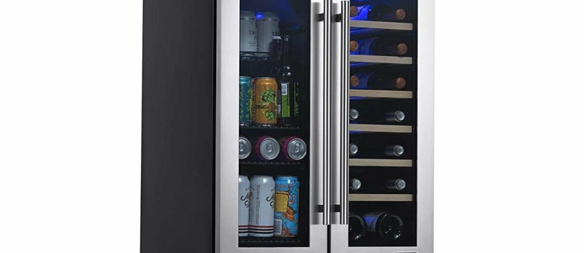 NewAir 24” Premium Wine and Beverage Refrigerator Cooler, 18 Bottle and 58 Can Capacity, Built-in o