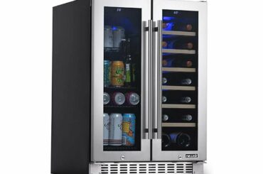 NewAir 24” Premium Wine and Beverage Refrigerator Cooler, 18 Bottle and 58 Can Capacity, Built-in o