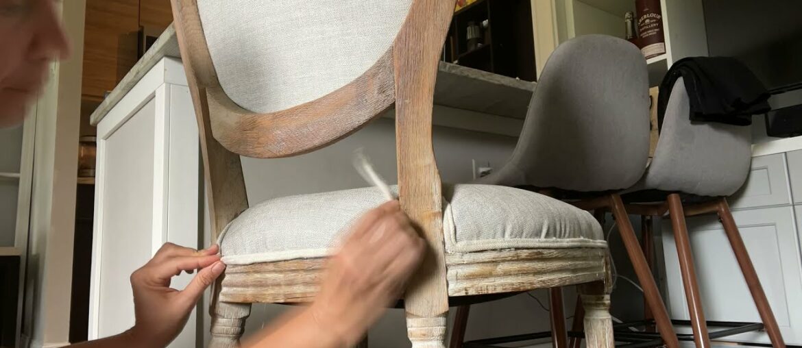 Reupholstering a French provincial dining chair