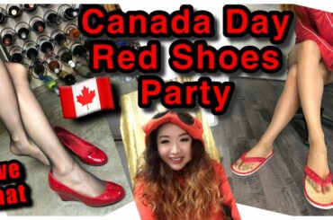 Live Shoeplay and Nylons Try On, Heels Flip Flops Dangle, Hosiery, Canada Day