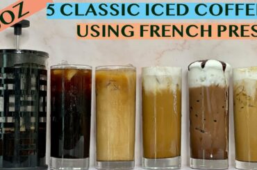 5 EASY COFFEE RECIPES USING FRENCH PRESS: AMERICANO, LATTE, CAPPUCCINO, MOCHA, CARAMEL MACCHIATO