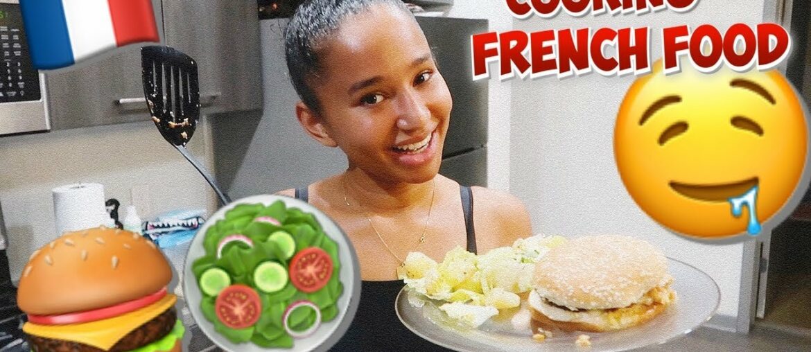 COOKING MEDITERRANEAN FOOD TO MY AMERICAN HUSBAND ! SALMON BURGER AND FRENCH APPLE SALAD ! *TASTY*