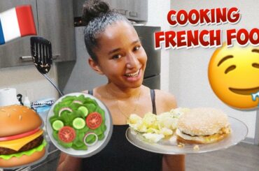 COOKING MEDITERRANEAN FOOD TO MY AMERICAN HUSBAND ! SALMON BURGER AND FRENCH APPLE SALAD ! *TASTY*