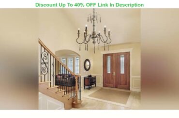 Review Product LALUZ Farmhouse Chandelier, 6-Light French Country Lighting for Dining Room, Living