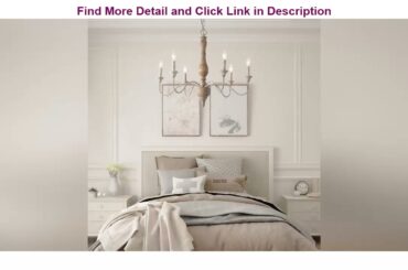 Get Special Price LNC French Country Chandeliers Wood 6 Lights Rust Arms for Dining, Bedroom, Livin