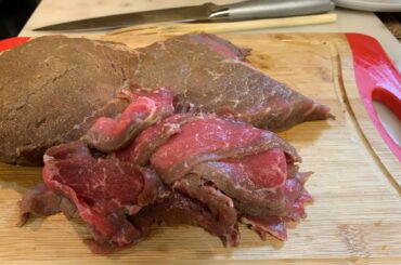 London broil and French fries and treats