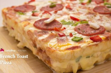 SQUARE PIZZA! Is it a French Toast? A Pizza? Or a Sandwich? Homemade Cooking Recipe- Ladybug Kitchen