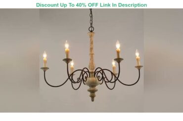 Weekly Top LALUZ Farmhouse Chandelier, French Country Chandelier for Dining Room, White Distressed