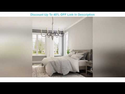 Weekly Top LALUZ Farmhouse Chandelier, French Country Chandelier for Dining Room, White Distressed Weekly Top LALUZ Farmhouse Chandelier, French Country Chandelier for Dining Room, White Distressed