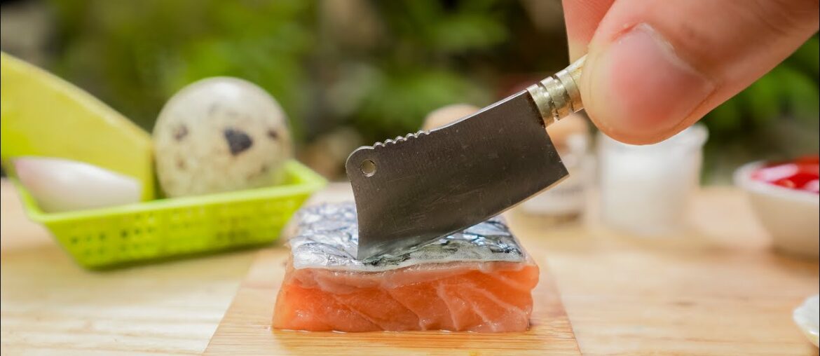 Miniature Brunch with Salmon and French Toast l ASMR Cooking Mini Food