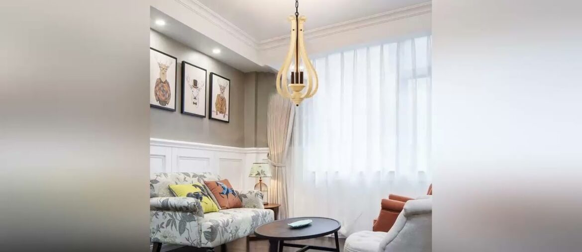 New Arrivals Modern Farmhouse Chandelier Rustic Wood Pendant Light Fixtures 3 Light French Country