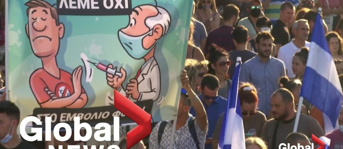 Thousands rally in Athens against mandatory COVID-19 vaccinations for healthcare workers