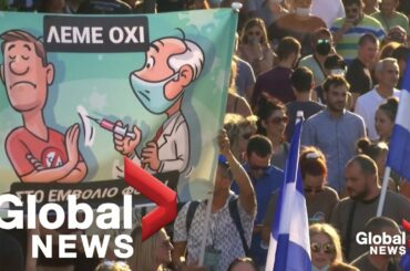 Thousands rally in Athens against mandatory COVID-19 vaccinations for healthcare workers
