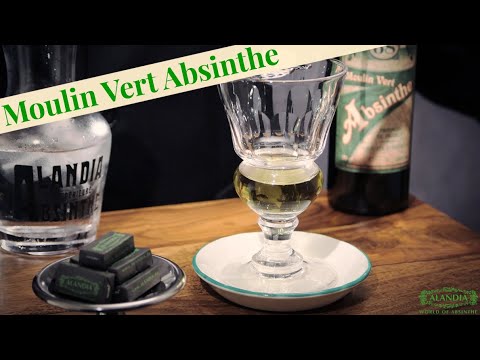 Absinthe Moulin Vert: Green Absinthe distilled with wine alcohol Absinthe Moulin Vert: Green Absinthe distilled with wine alcohol