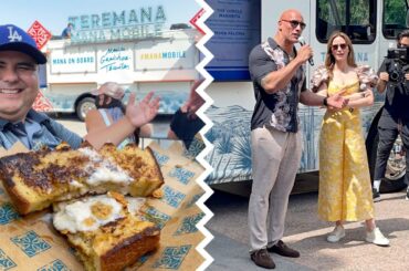 The Rock & Emily Blunt Opening Ceremony For Teremana Mana Mobile - Downtown Disney