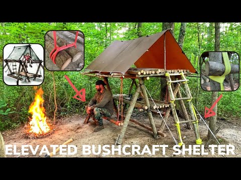 Solo Overnight Building a Bushcraft Raised Shelter and Dining Area and a Rise and Shine Bacon Burger Solo Overnight Building a Bushcraft Raised Shelter and Dining Area and a Rise and Shine Bacon Burger