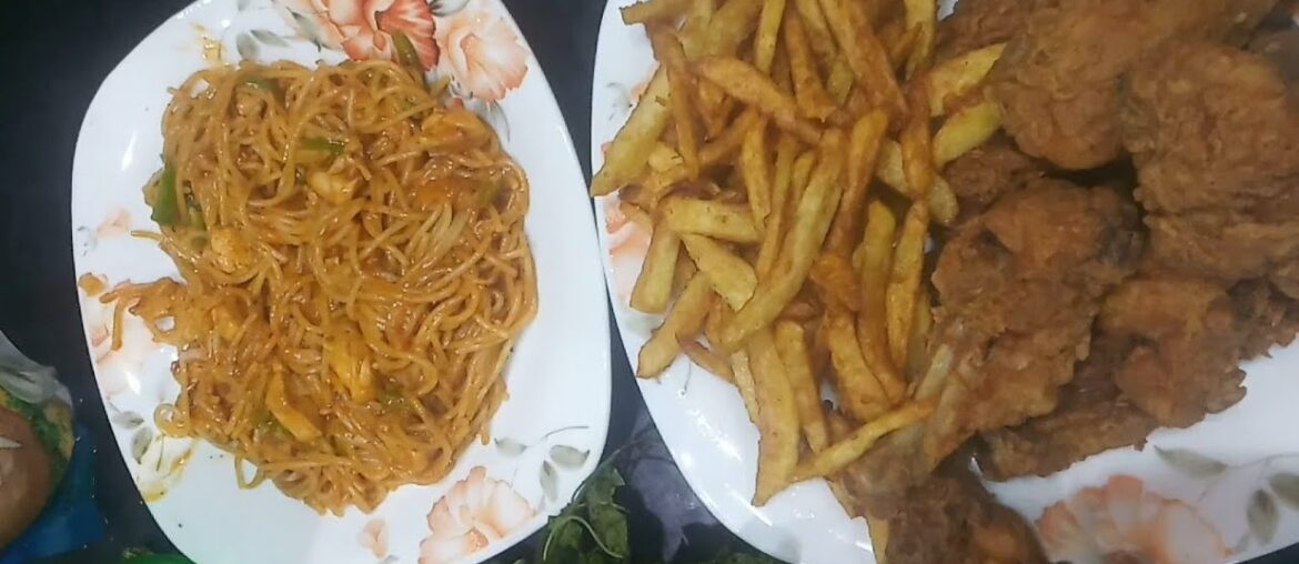 Tasty Spaghetti Recipe | Roasted Chicken French Fries and Spaghetti | Sunday is Fundy by Jtd Cooking