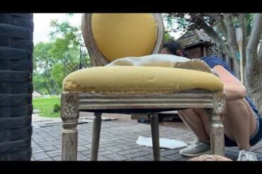 Reupholstering a French provincial dining chair